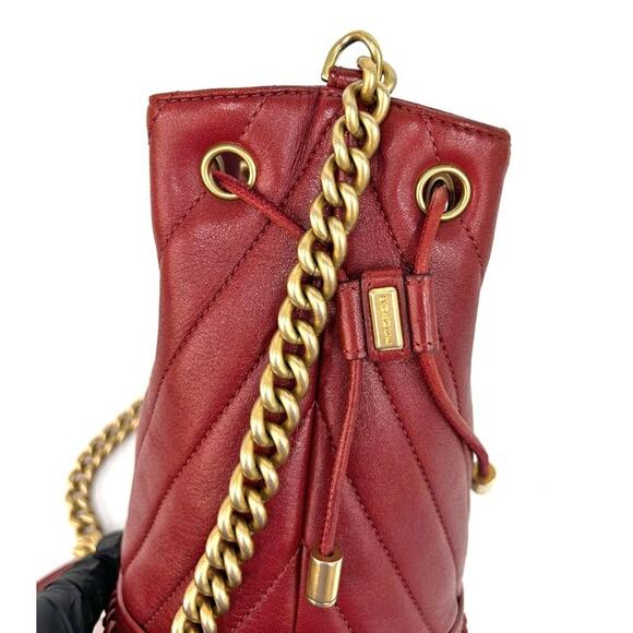 CHANEL Burgundy Chevron Bucket Shoulder Bag A-A24510 - Picture 10 of 11